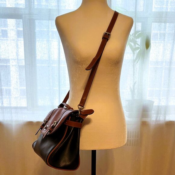 COPY Satchel Crossbody – Faux Leather Plaid & Cognac Brown - Picture 9 of 15